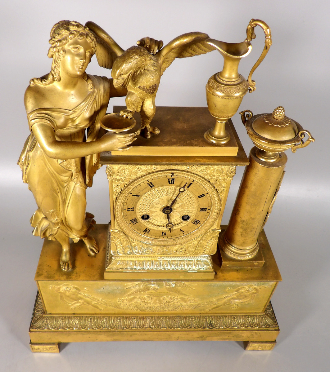 Early 19th Century Gilt Bronze Empire Clock - By Victor Cacheux-photo-2