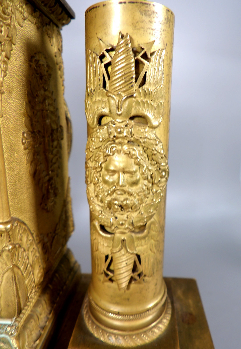 Early 19th Century Gilt Bronze Empire Clock - By Victor Cacheux-photo-3