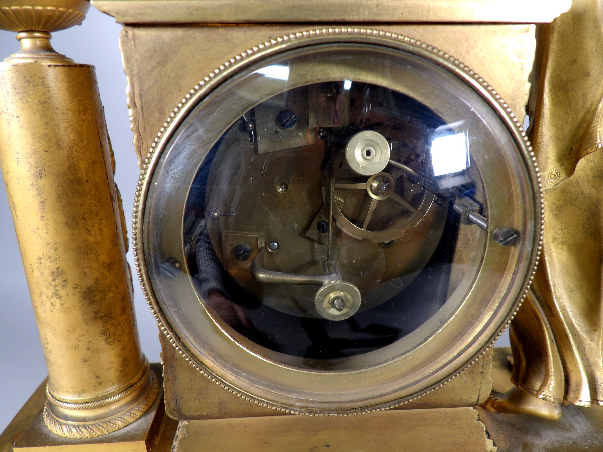 Early 19th Century Gilt Bronze Empire Clock - By Victor Cacheux-photo-5