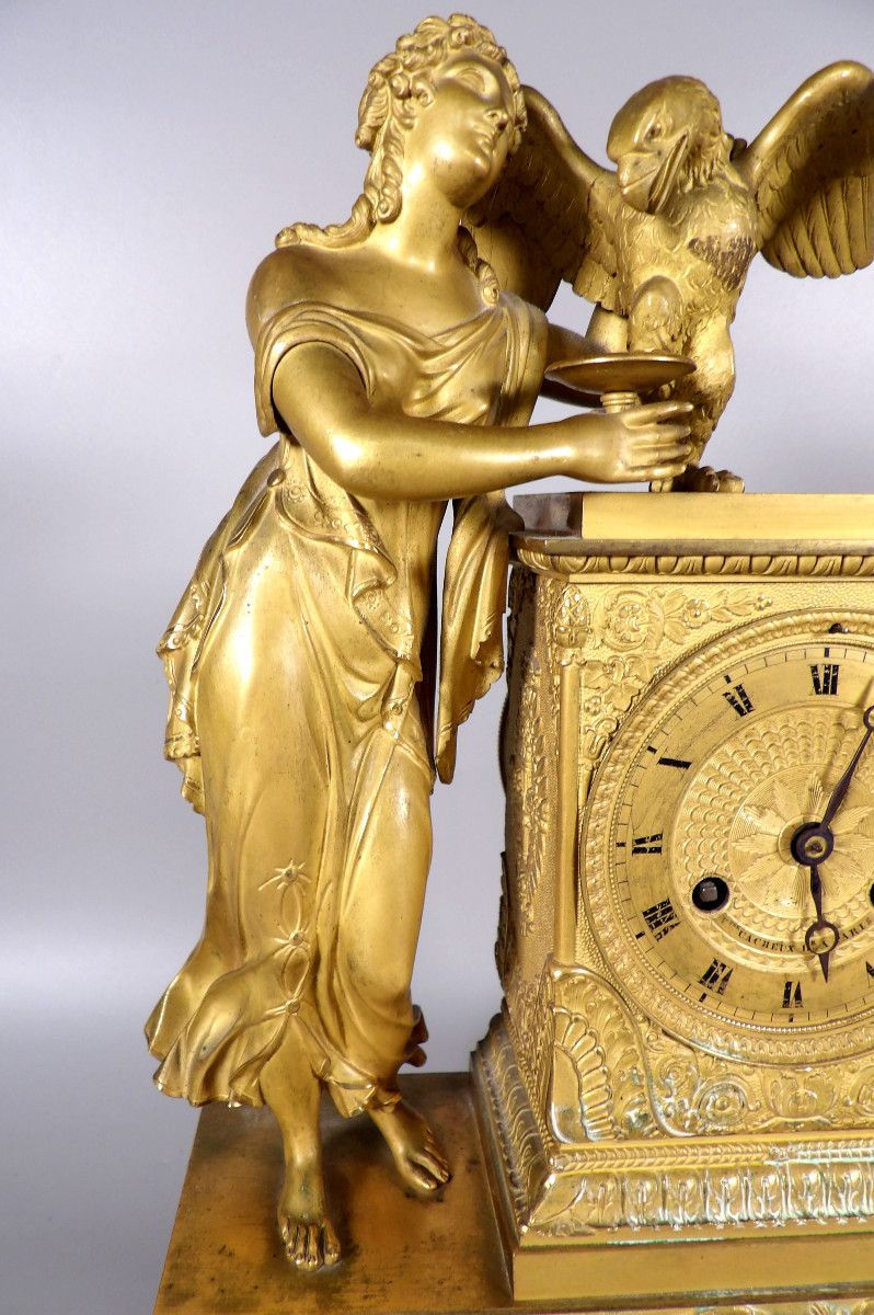Early 19th Century Gilt Bronze Empire Clock - By Victor Cacheux-photo-7