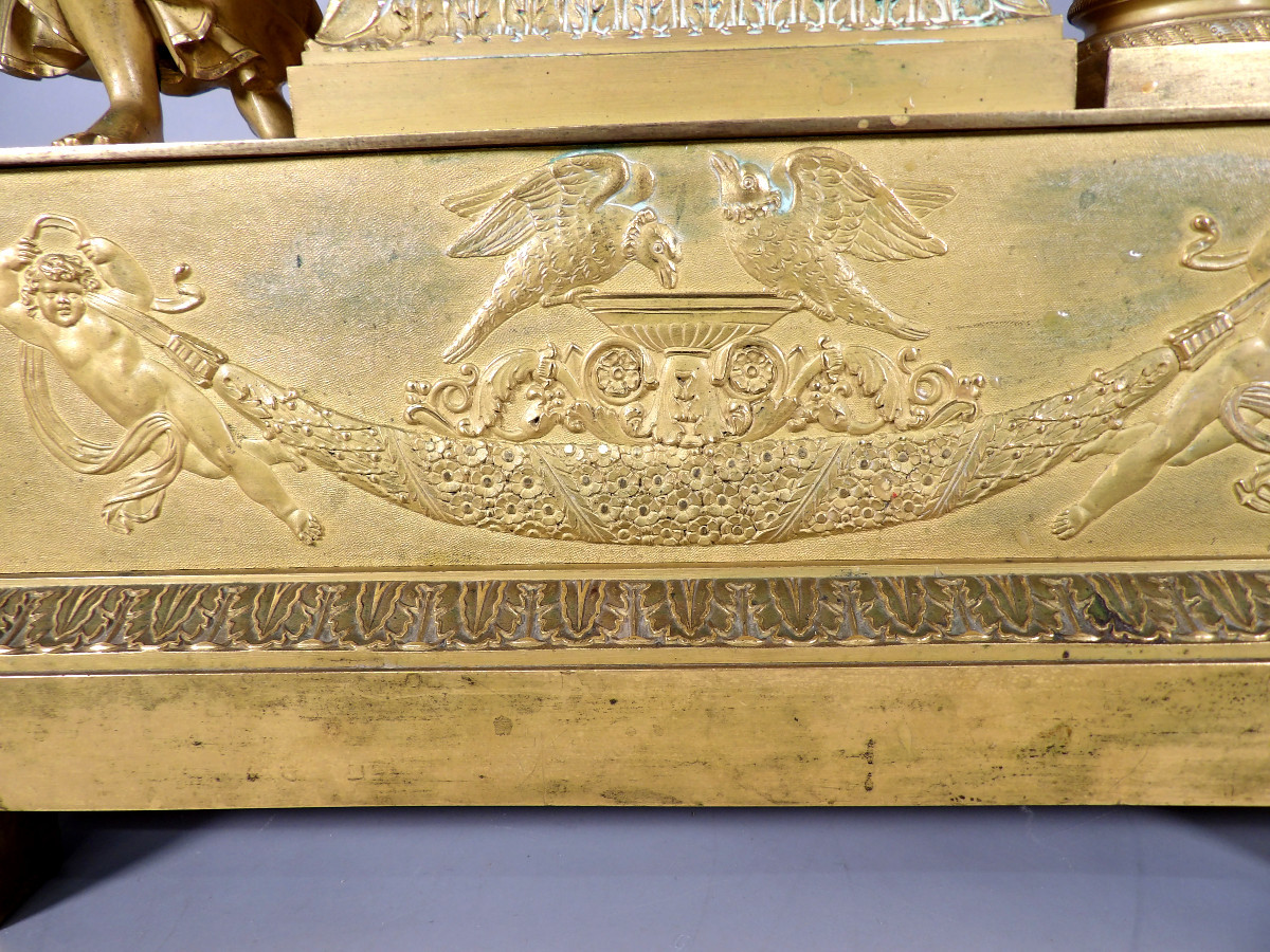 Early 19th Century Gilt Bronze Empire Clock - By Victor Cacheux-photo-8