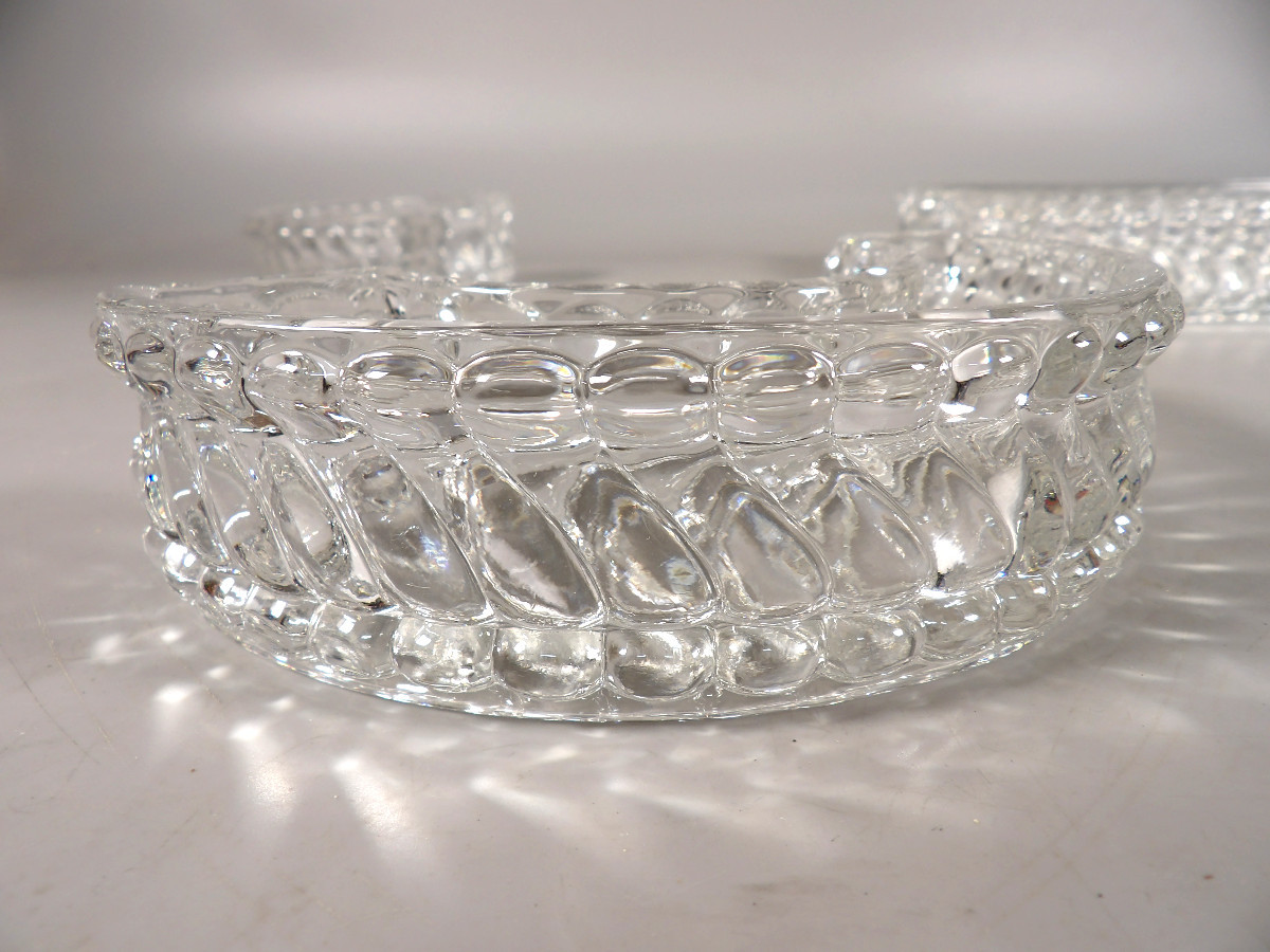 Vintage 6-piece Crystal Table Runner - "twisted Bamboo" Model By Baccarat-photo-2