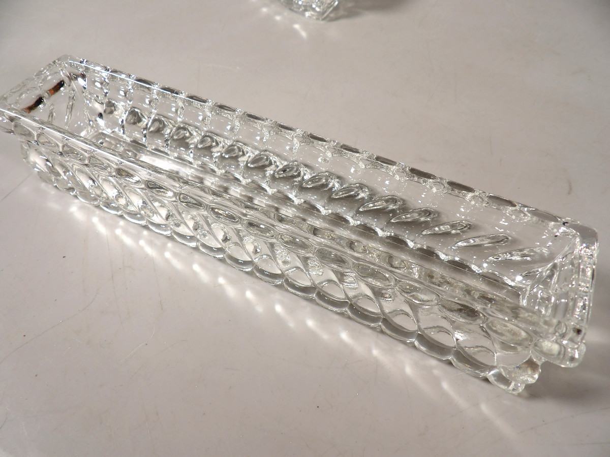 Vintage 6-piece Crystal Table Runner - "twisted Bamboo" Model By Baccarat-photo-4