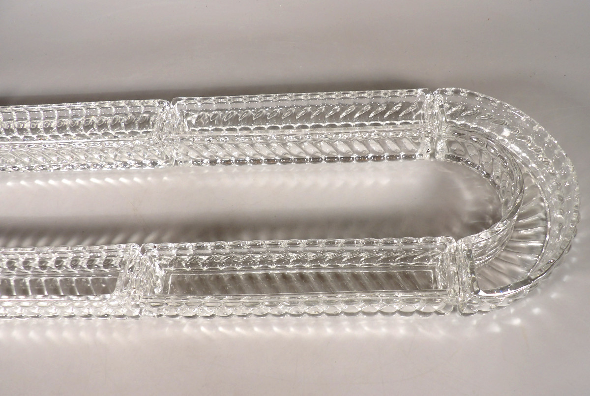 Vintage 6-piece Crystal Table Runner - "twisted Bamboo" Model By Baccarat-photo-2