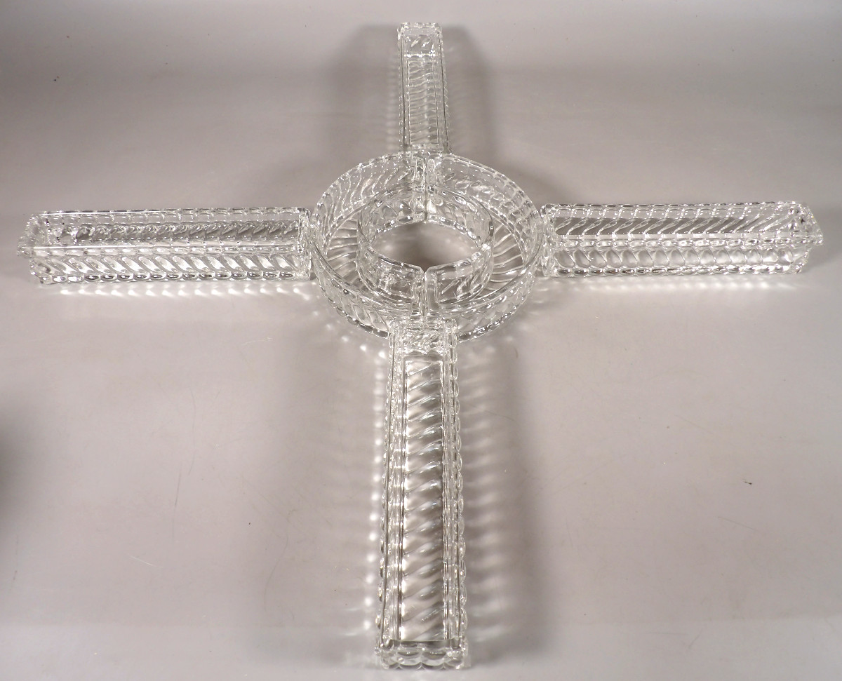 Vintage 6-piece Crystal Table Runner - "twisted Bamboo" Model By Baccarat-photo-5