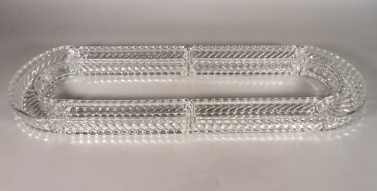 Vintage 6-piece Crystal Table Runner - "twisted Bamboo" Model By Baccarat