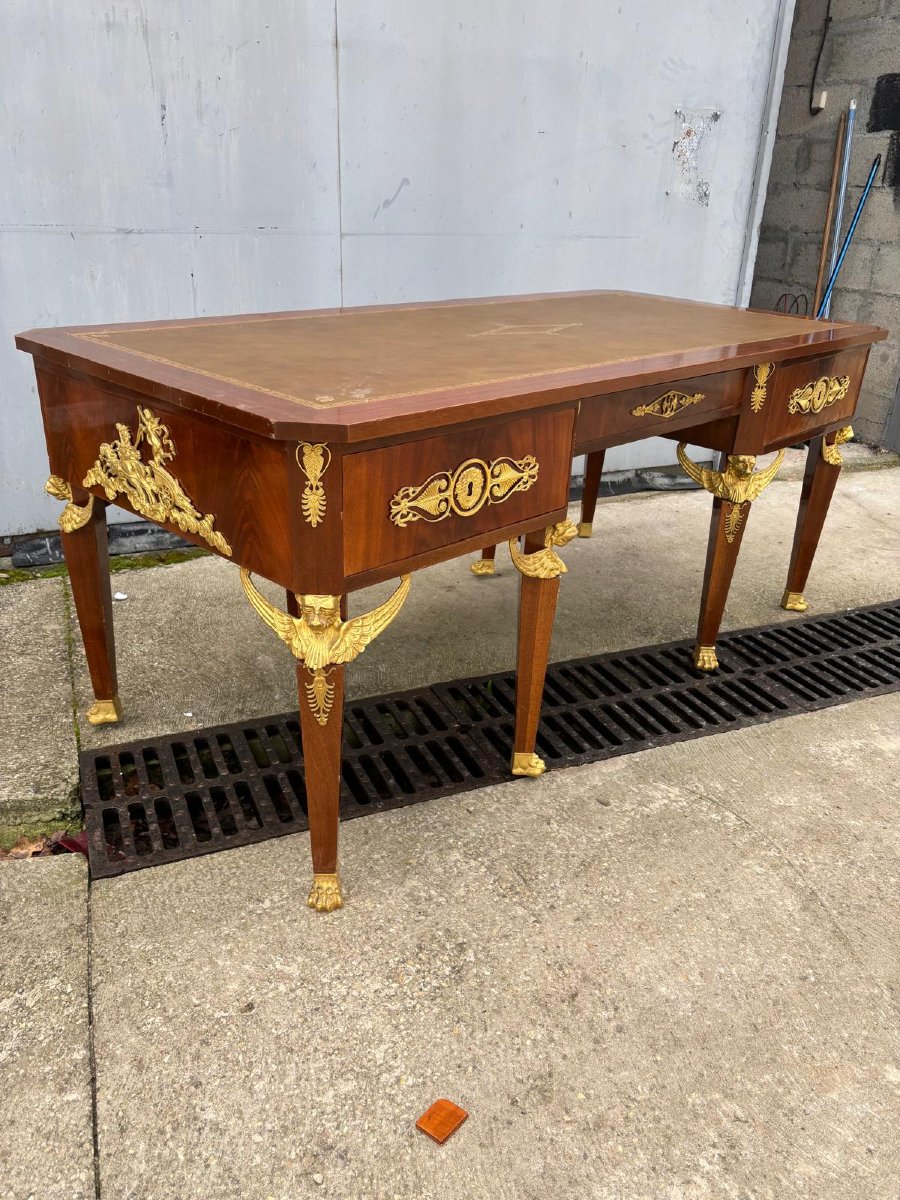 Bureau de style Empire bronze dorée -photo-3