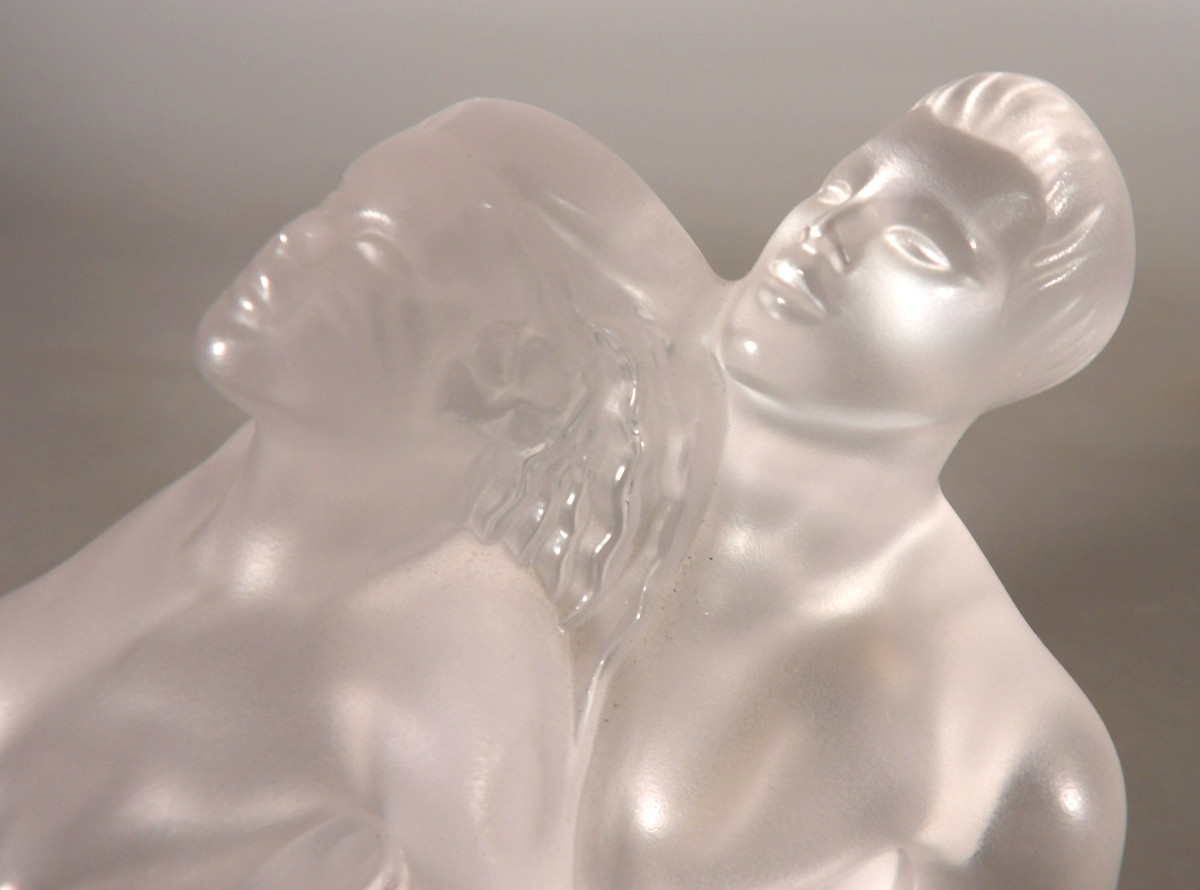 Couple de Danseurs Enlacés "Serge et Joséphine" - Art Déco - Cristal Dépoli par LALIQUE FRANCE-photo-3