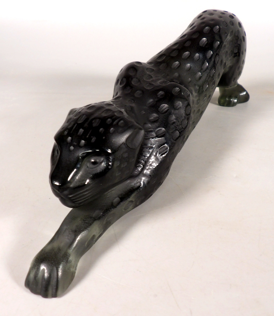 Sculpture de Panthère en Cristal - Grand Modèle "Zeila" - Par LALIQUE FRANCE-photo-2