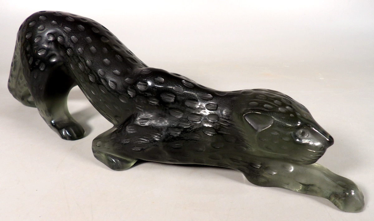 Sculpture de Panthère en Cristal - Grand Modèle "Zeila" - Par LALIQUE FRANCE-photo-1