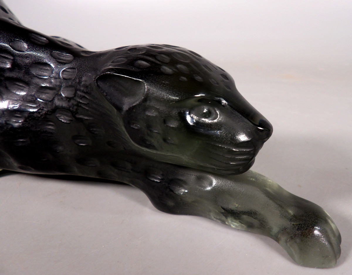 Sculpture de Panthère en Cristal - Grand Modèle "Zeila" - Par LALIQUE FRANCE-photo-3