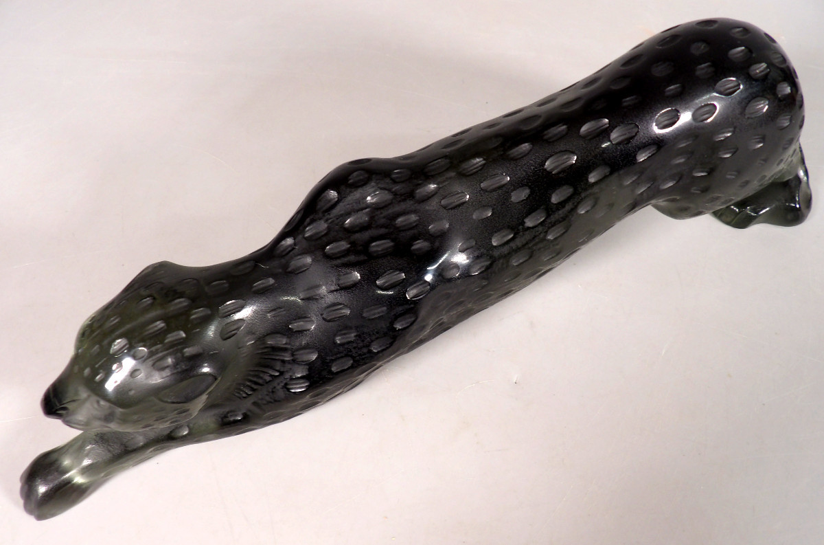 Sculpture de Panthère en Cristal - Grand Modèle "Zeila" - Par LALIQUE FRANCE-photo-7