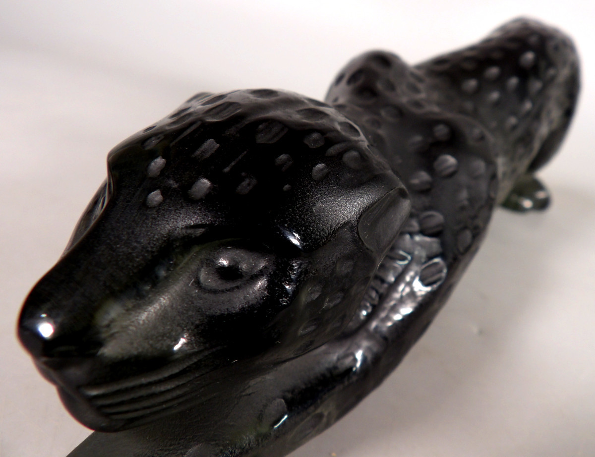 Sculpture de Panthère en Cristal - Grand Modèle "Zeila" - Par LALIQUE FRANCE-photo-8