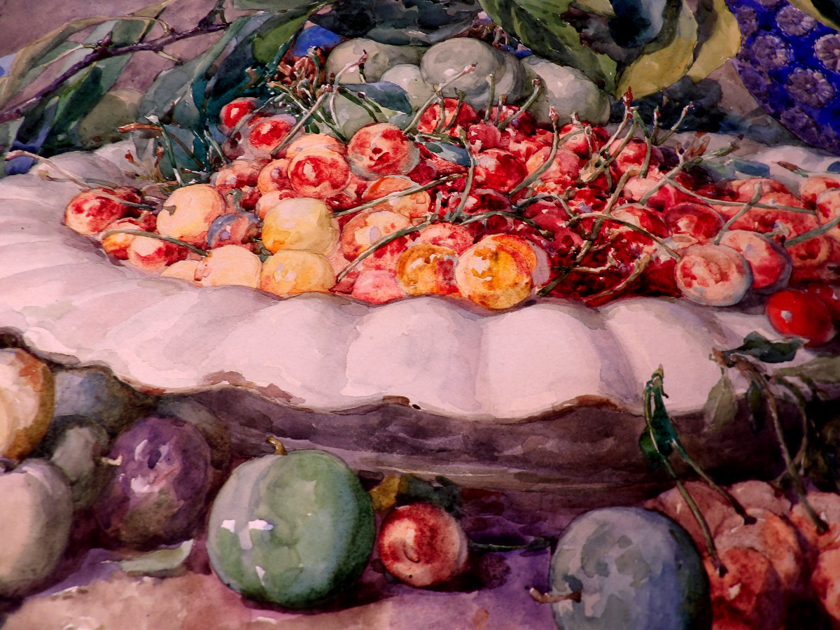 Watercolor Still Life On Embossed Paper Late 19th Century By François Rivoire (1842-1919)-photo-1