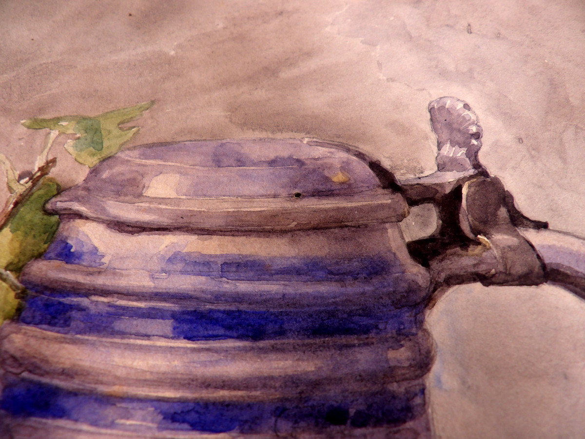 Watercolor Still Life On Embossed Paper Late 19th Century By François Rivoire (1842-1919)-photo-4