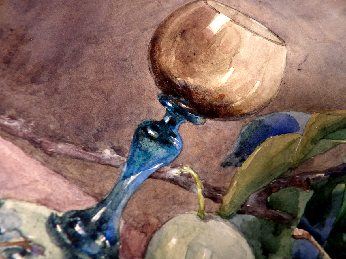 Watercolor Still Life On Embossed Paper Late 19th Century By François Rivoire (1842-1919)-photo-5