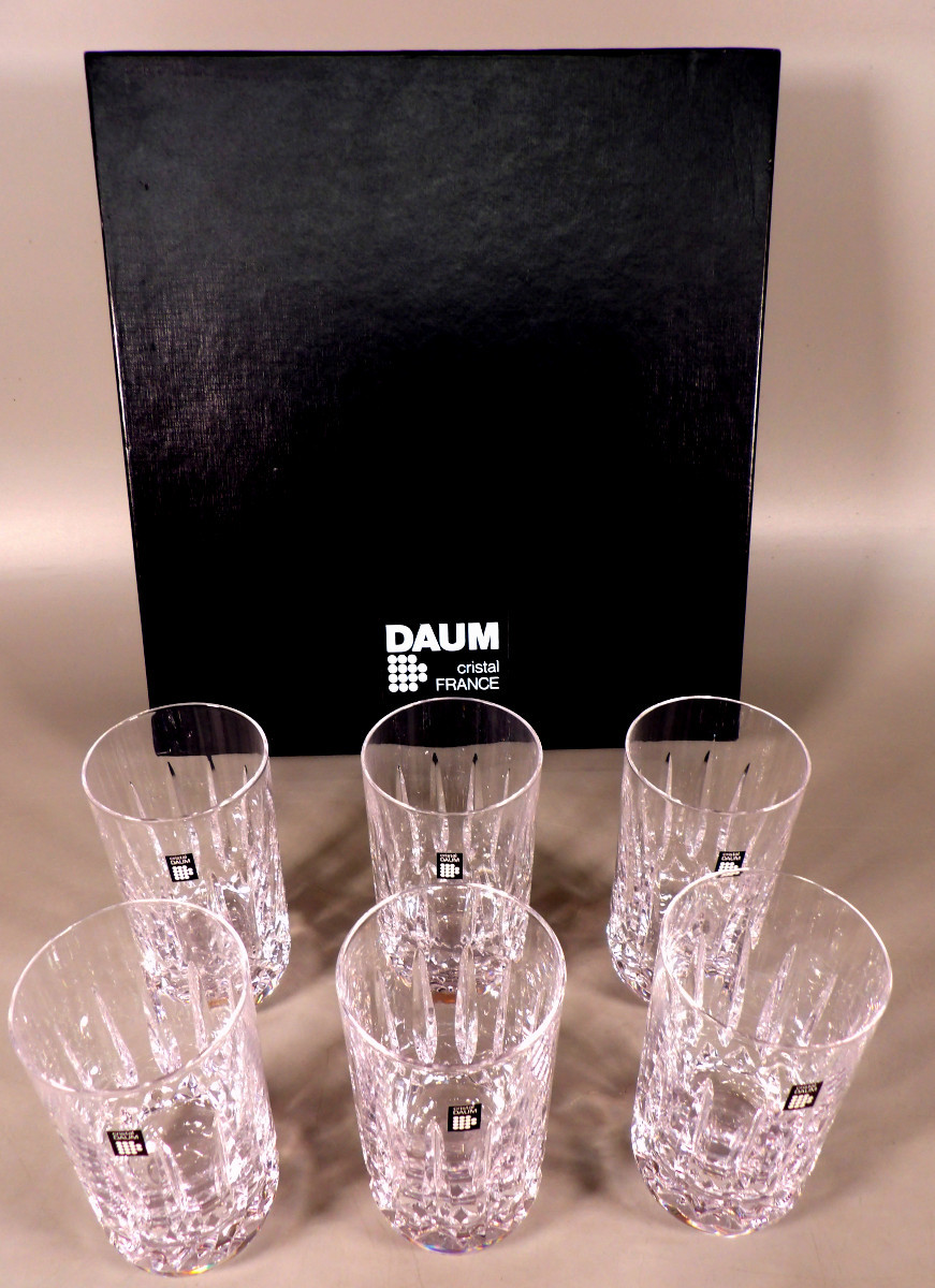 6 Chopes / Verres à Orangeade en Cristal Modèle "Beaugency" par DAUM France