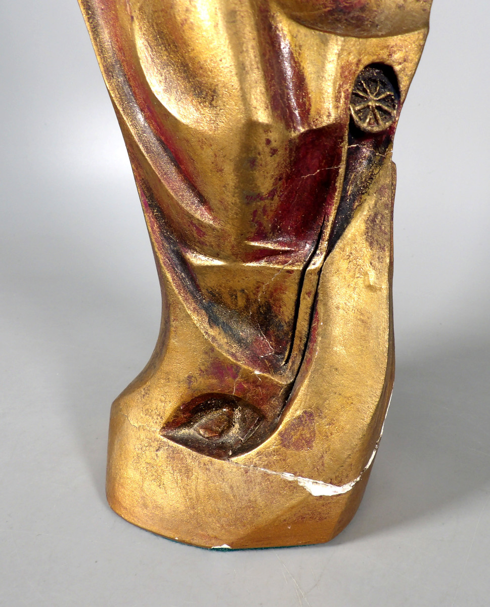 Stylized Virgin Mary In Gilded Plaster By L. R. Muller 1981-photo-4