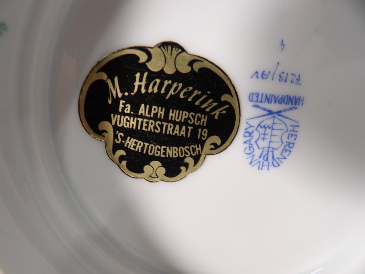 Ensemble de 4 Cache Pots en Porcelaine "Apponyi" Vert - HEREND HUNGARY-photo-4