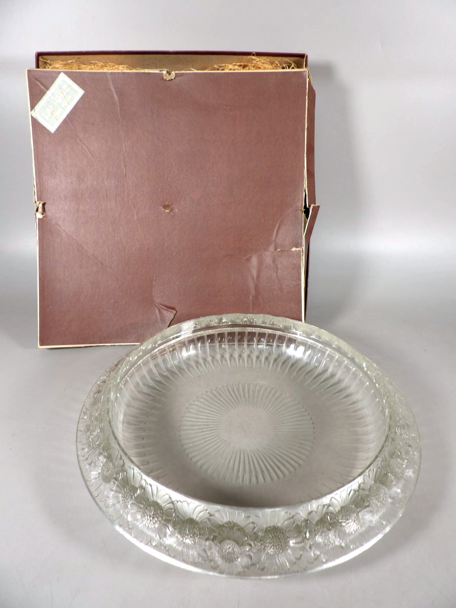 Ancienne Coupe Ronde "Marguerites" en Cristal - Création 1941 par René LALIQUE-photo-2