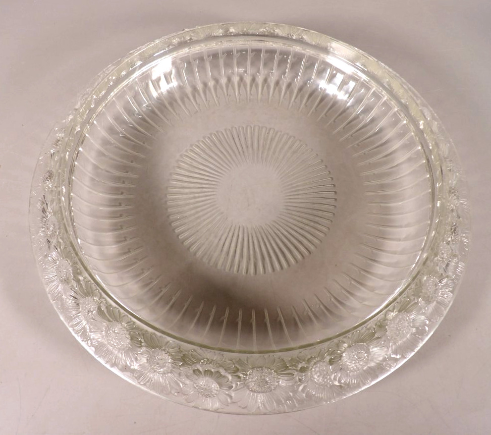 Ancienne Coupe Ronde "Marguerites" en Cristal - Création 1941 par René LALIQUE-photo-3