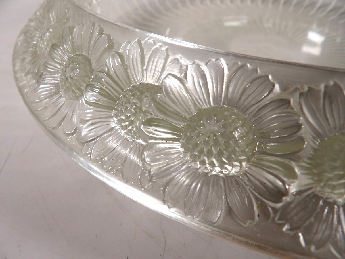 Ancienne Coupe Ronde "Marguerites" en Cristal - Création 1941 par René LALIQUE-photo-1