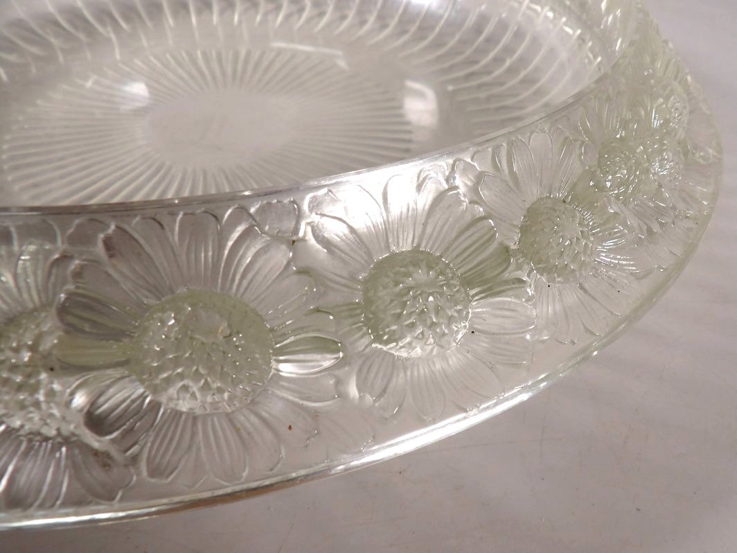 Ancienne Coupe Ronde "Marguerites" en Cristal - Création 1941 par René LALIQUE-photo-3