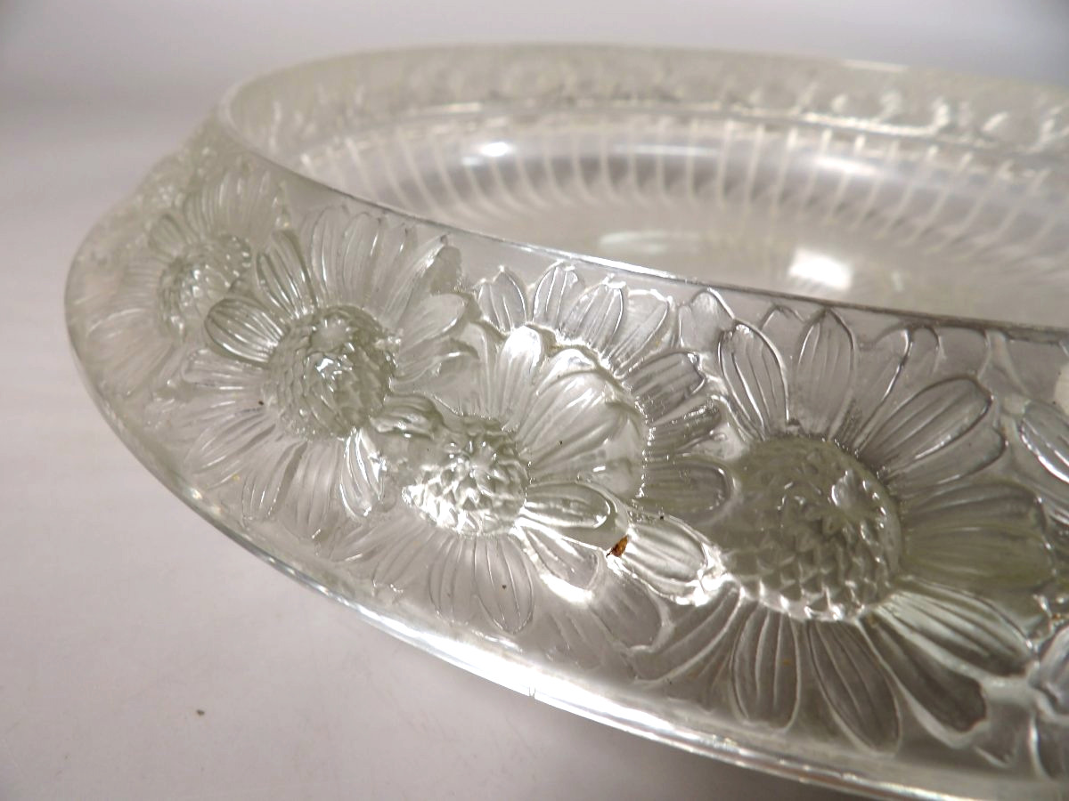 Ancienne Coupe Ronde "Marguerites" en Cristal - Création 1941 par René LALIQUE-photo-4
