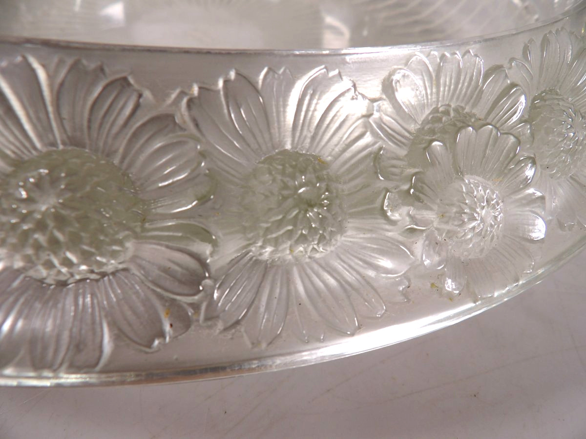 Ancienne Coupe Ronde "Marguerites" en Cristal - Création 1941 par René LALIQUE-photo-5