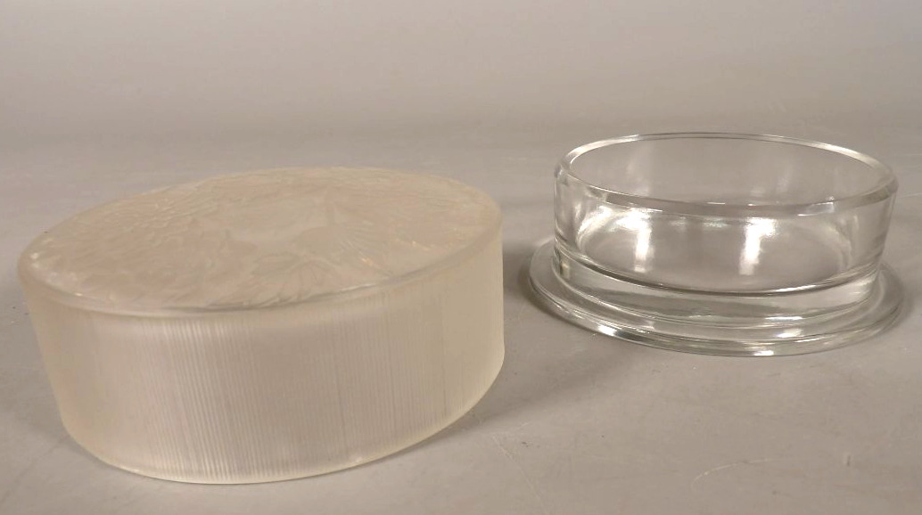 Antique Round Box With Frosted Crystal Lid - Designed In 1924 By René Lalique-photo-2