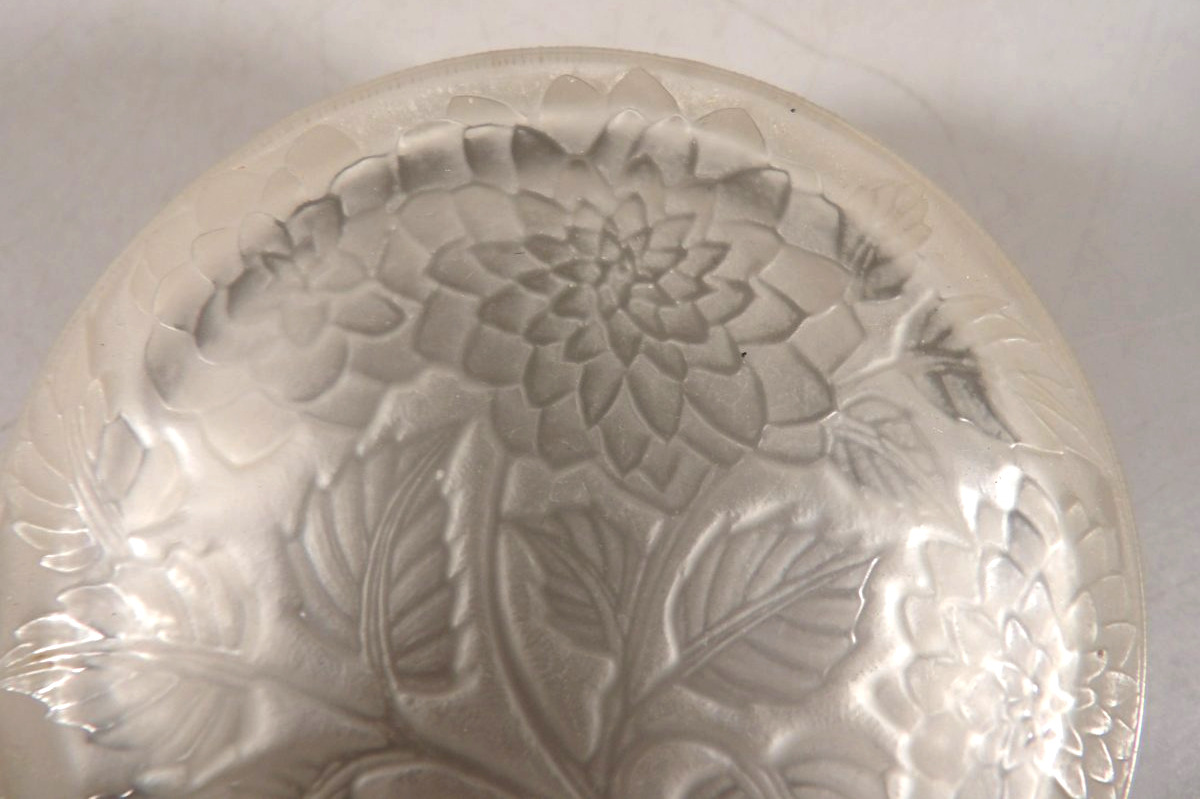 Antique Round Box With Frosted Crystal Lid - Designed In 1924 By René Lalique-photo-3
