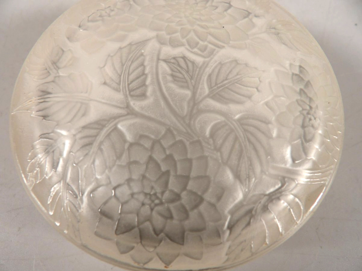 Antique Round Box With Frosted Crystal Lid - Designed In 1924 By René Lalique-photo-4
