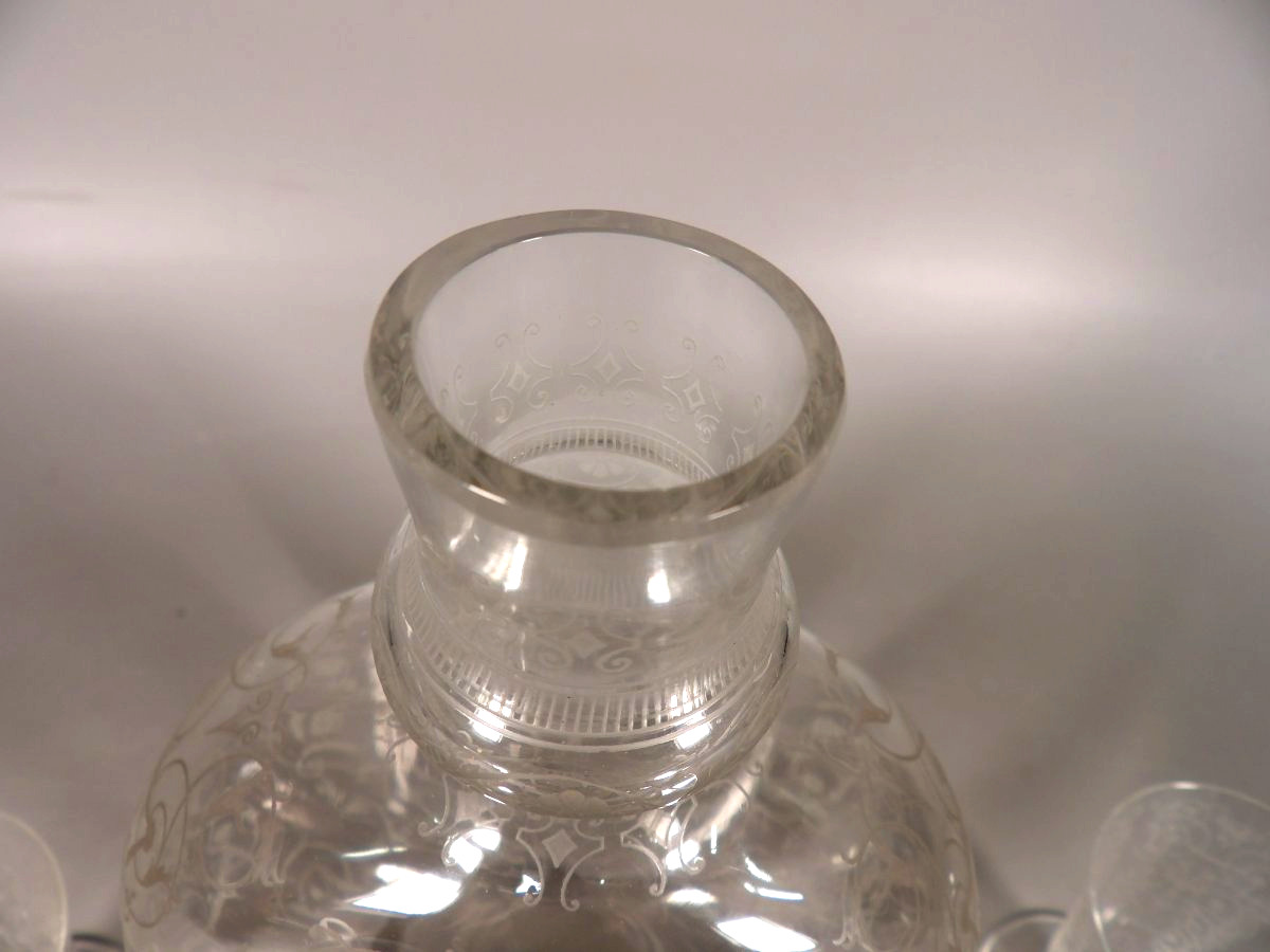 Antique Crystal Decanter And 6 Glasses - "michelangelo" Model By Baccarat-photo-7