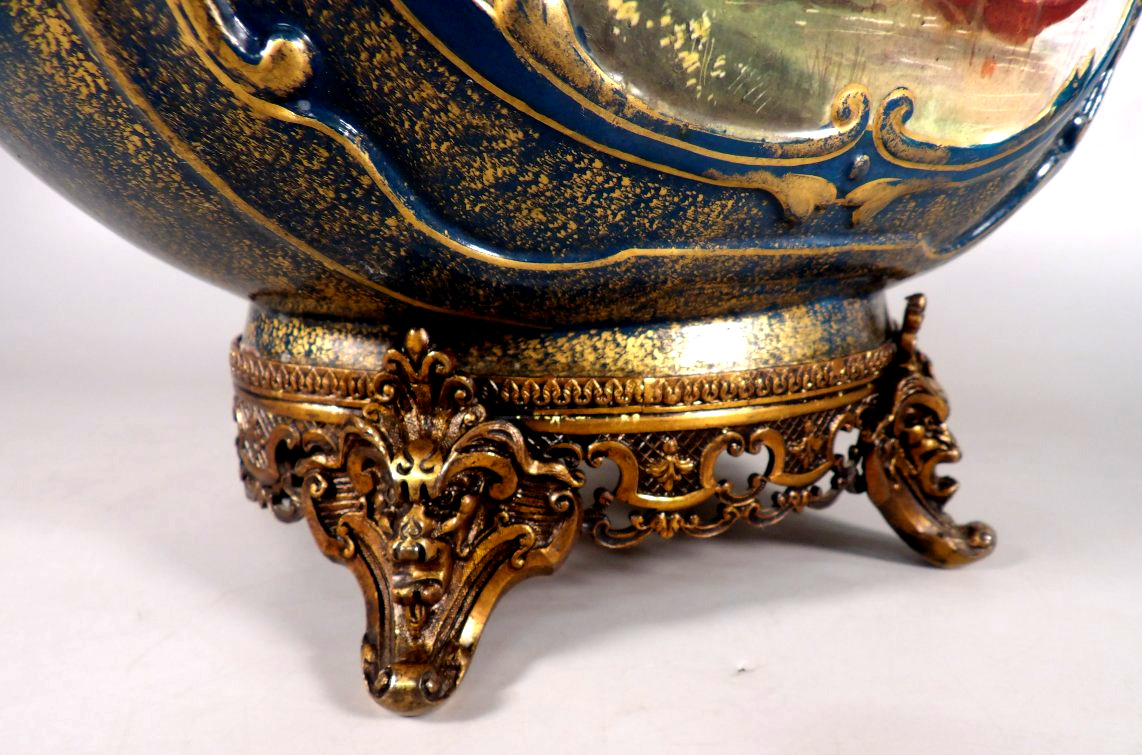 Jardinière du XIXème en Céramique avec socle en Bronze - Édouard GILLES-photo-3