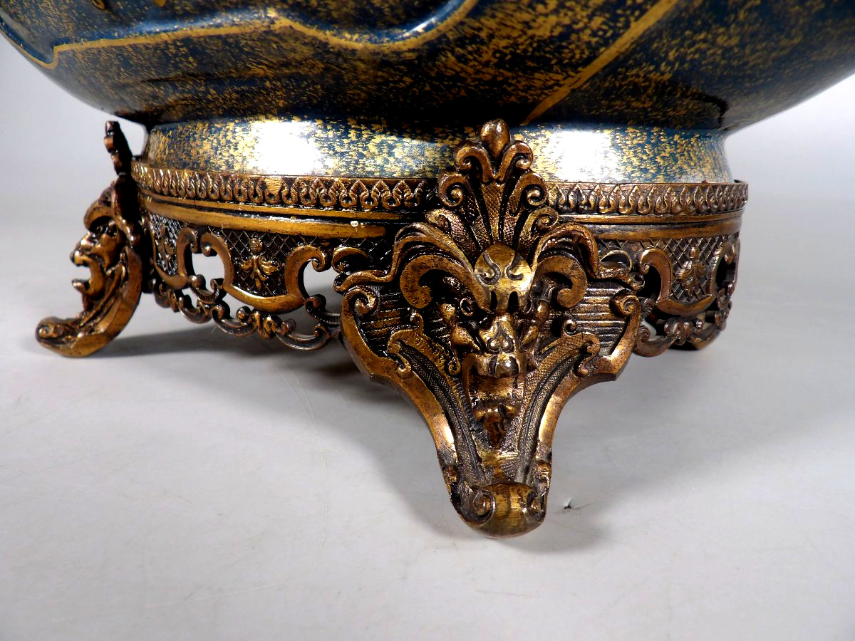 Jardinière du XIXème en Céramique avec socle en Bronze - Édouard GILLES-photo-3