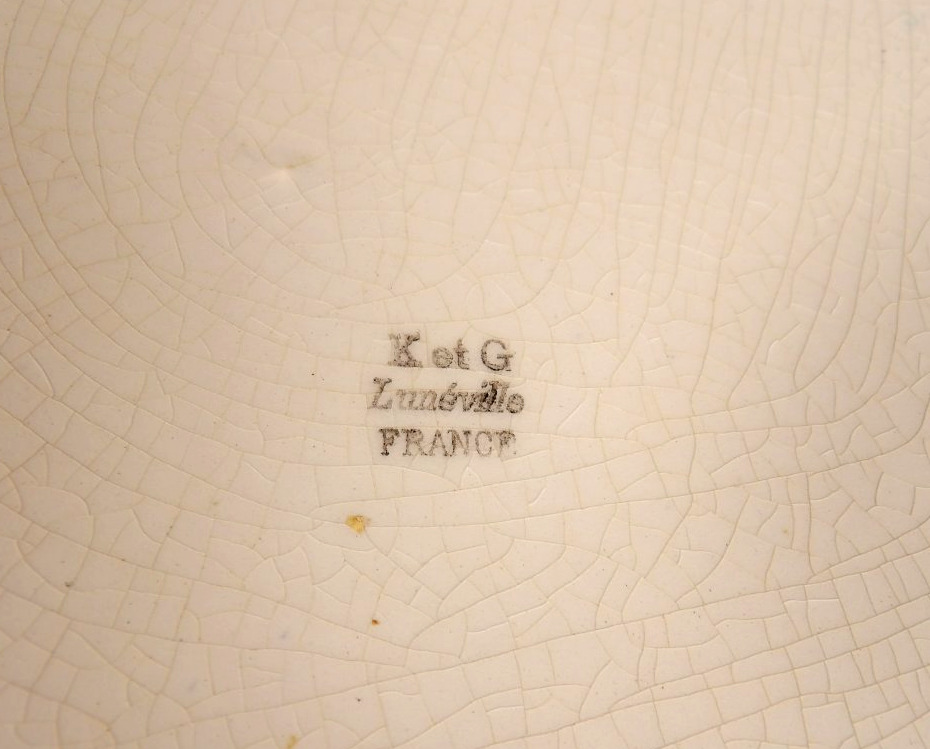 Large Antique Platter With Two Doves – Art Deco By Geo Condé – K & G – Lunéville-photo-4