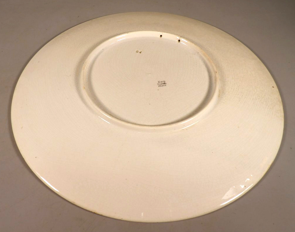 Large Antique Platter With Two Doves – Art Deco By Geo Condé – K & G – Lunéville-photo-6