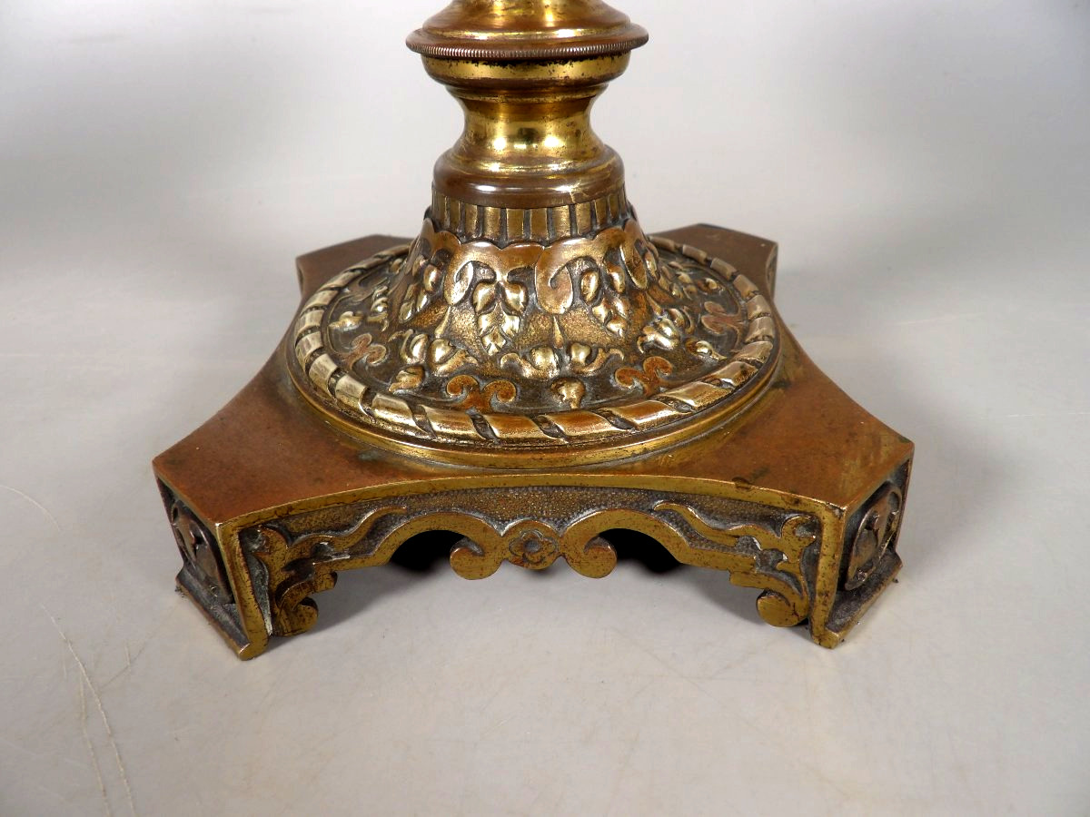 Grande Lampe à Pétrole avec Pied en Bronze doré-photo-1