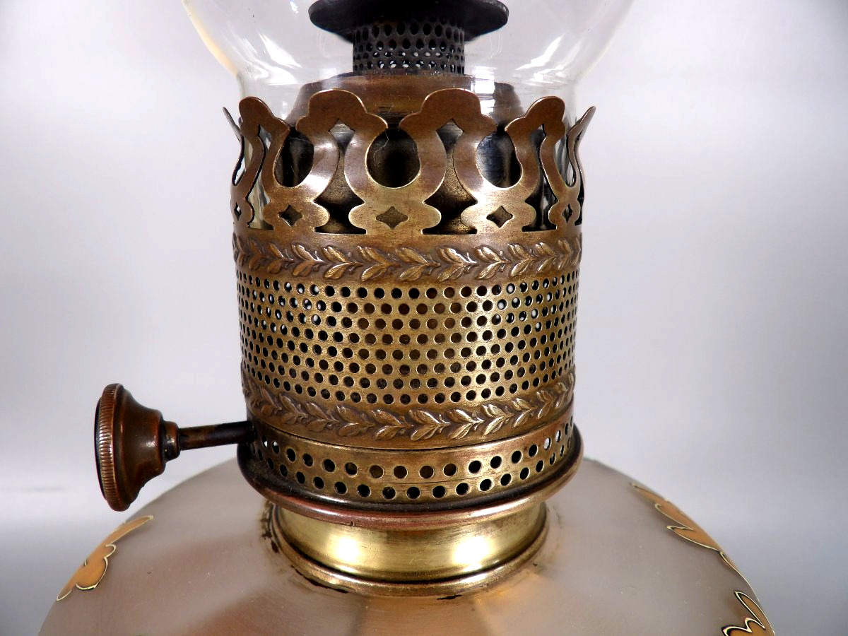 Grande Lampe à Pétrole avec Pied en Bronze doré-photo-4