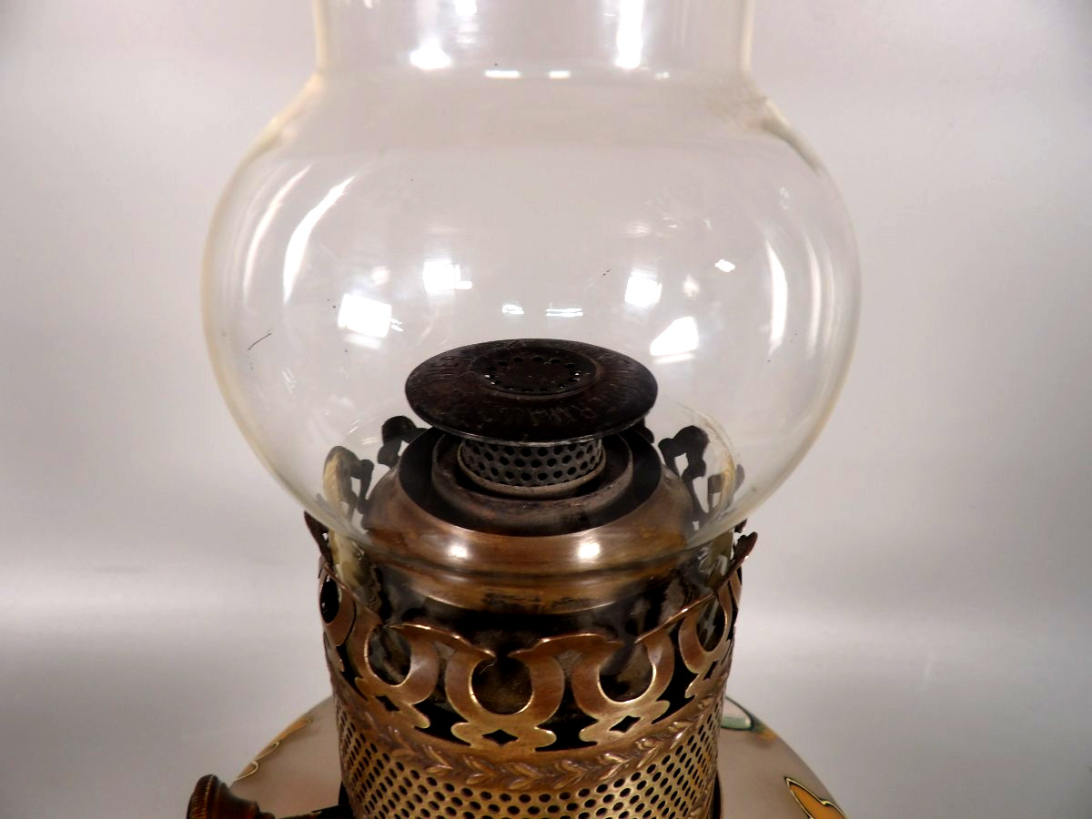 Grande Lampe à Pétrole avec Pied en Bronze doré-photo-5