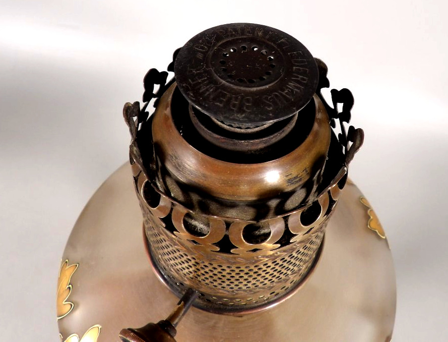 Grande Lampe à Pétrole avec Pied en Bronze doré-photo-6