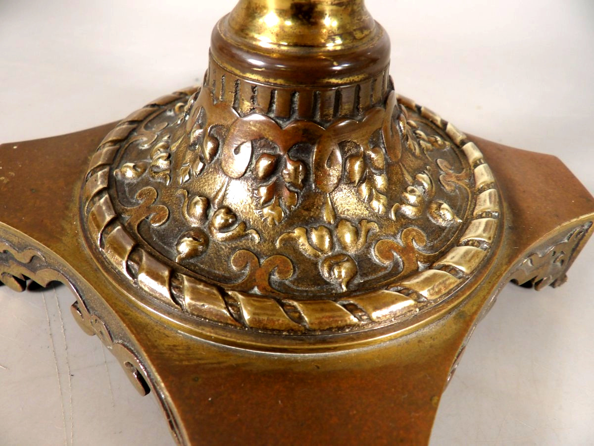 Grande Lampe à Pétrole avec Pied en Bronze doré-photo-7