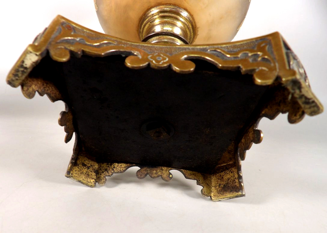 Grande Lampe à Pétrole avec Pied en Bronze doré-photo-8