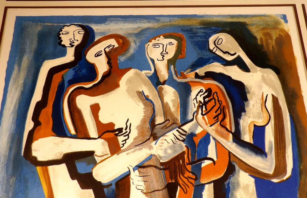 Lithographie Cubiste Moderniste "La Famille" par Ossip ZADKINE - Circa 1967-photo-1