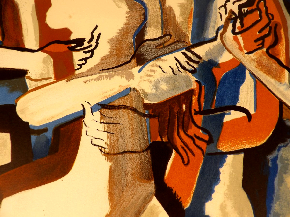 Lithographie Cubiste Moderniste "La Famille" par Ossip ZADKINE - Circa 1967-photo-5