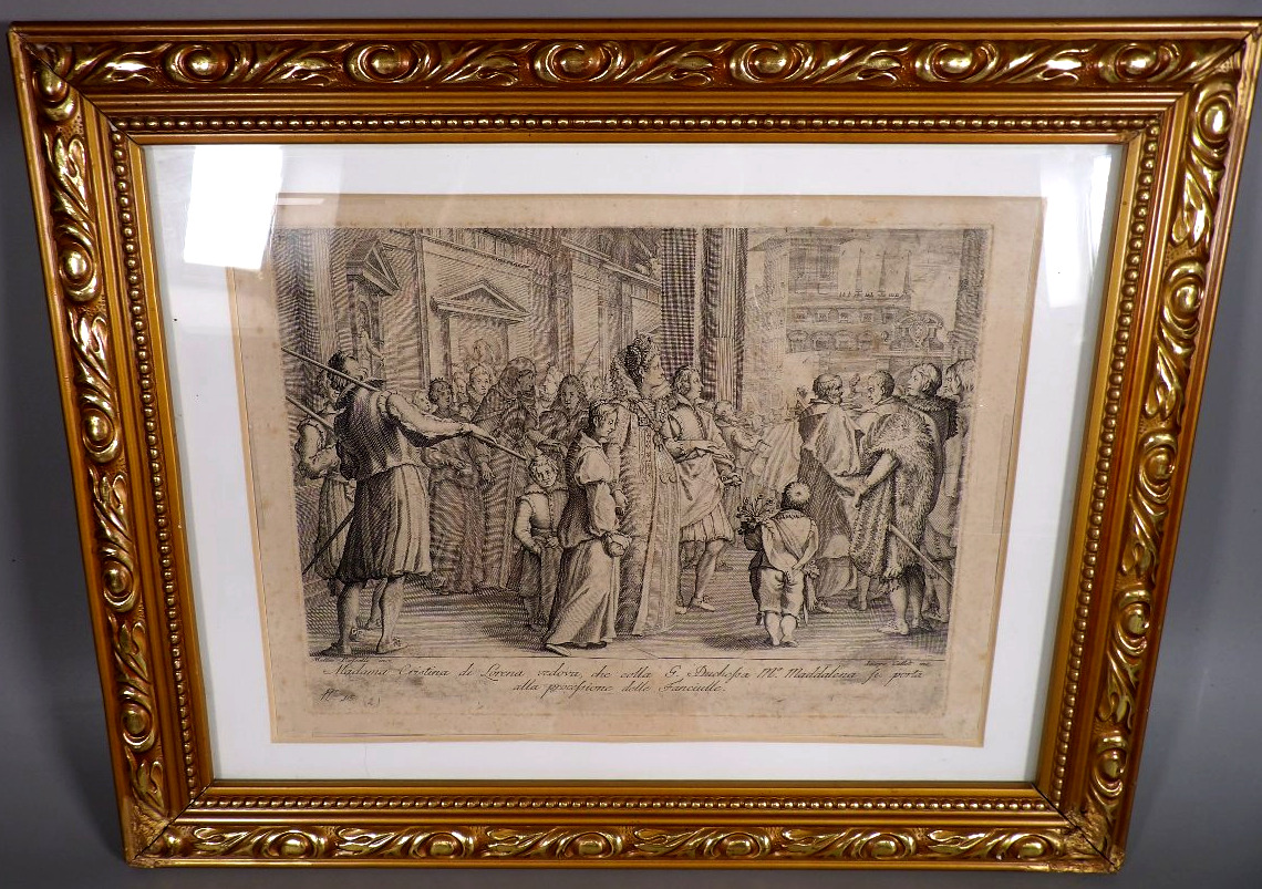 Reproduction d'une Gravure de Jacques CALLOT - "La Grande Duchesse Marie des Jeunes Filles"