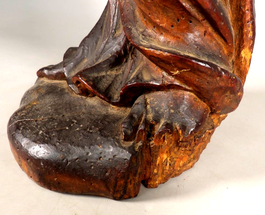 Antique Wooden Sculpture Of The Virgin And Child, Polished-photo-4