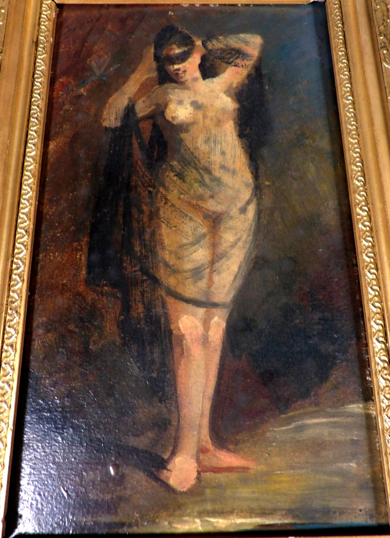 Huile sur Panneau de Bois - Femme Nue - Non Signée-photo-2