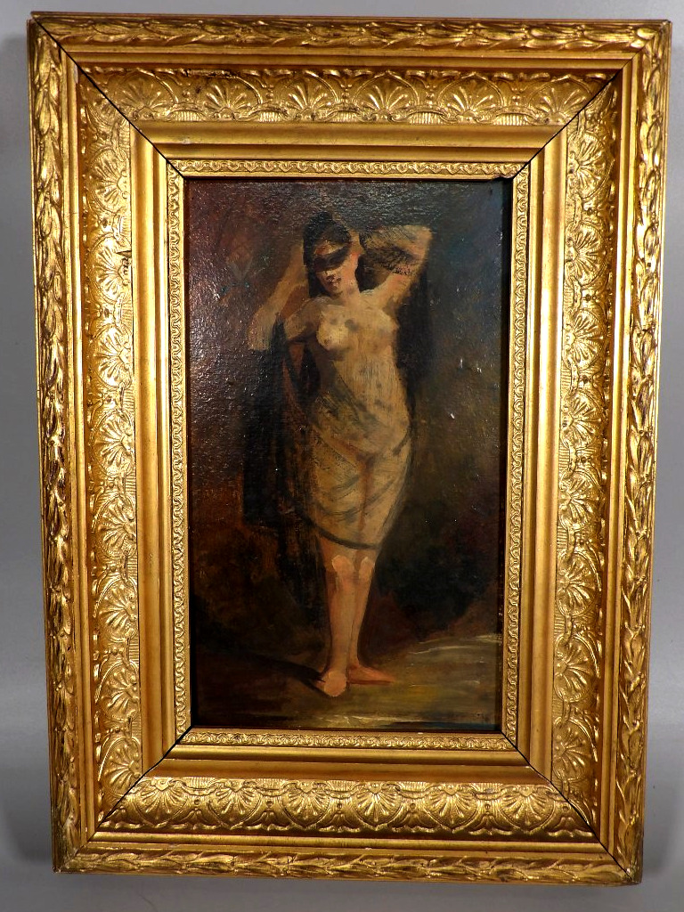 Huile sur Panneau de Bois - Femme Nue - Non Signée