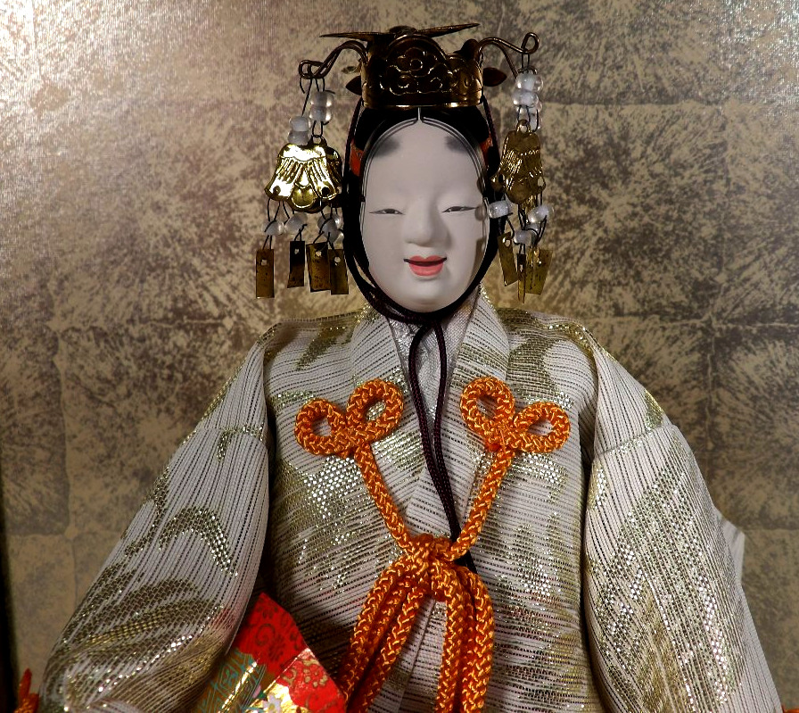 Traditional Japanese Sakura Geisha Doll In A Black Lacquered Wood And Glass Display Case-photo-4
